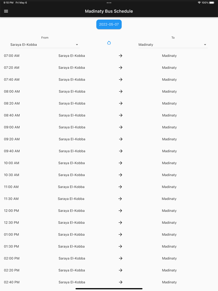 Madinaty Bus Schedule