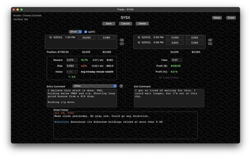 My Trading Journal Screenshot