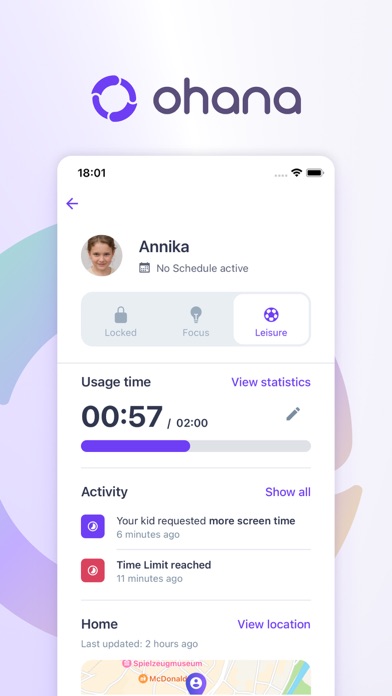 Screen time control - Ohana Screenshot