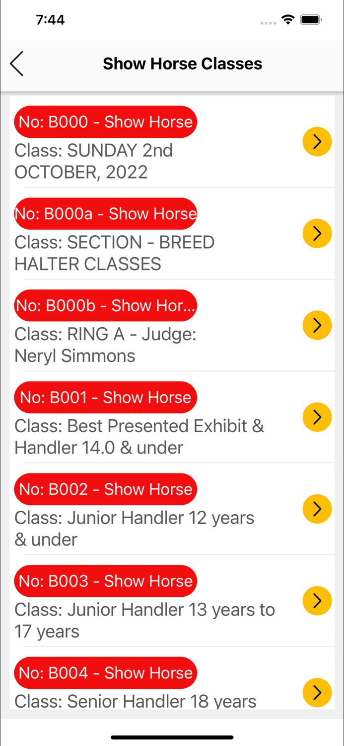 LiveScore Show Horse