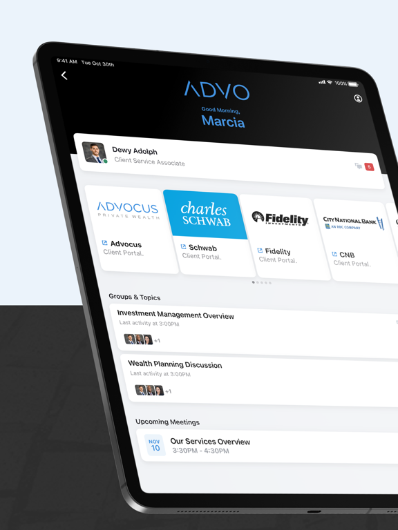 ADVO by Advocus Private Wealth iPad screenshot 1 - Business app