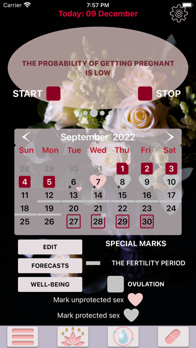 Female Cycle Period Calendar Screenshot