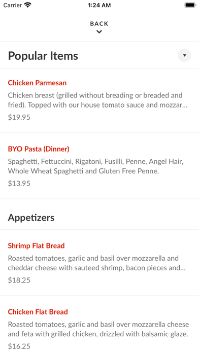 Bella Vita Italian Restaurant Screenshot