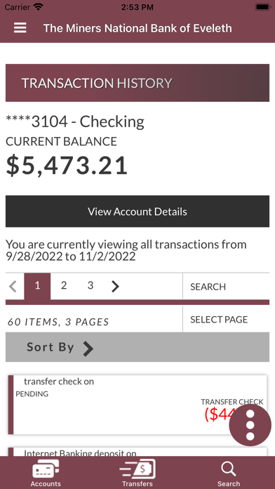 Miners National Bank Screenshot