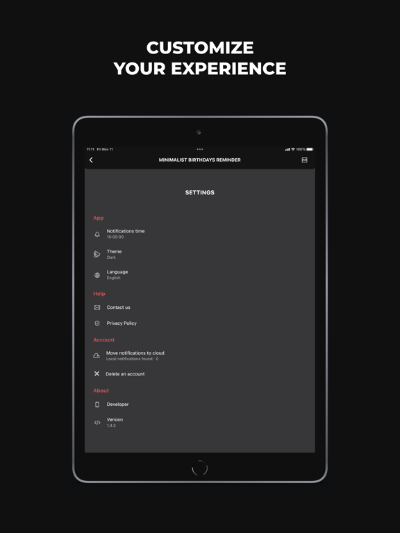 Minimalist Birthday Reminder iPad screenshot 4 - Lifestyle app