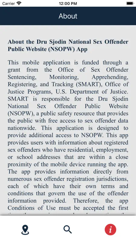 US Dept. of Justice NSOPW App screenshot 3 of 3
