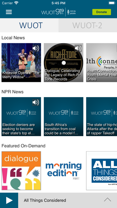 WUOT Public Radio App Screenshot