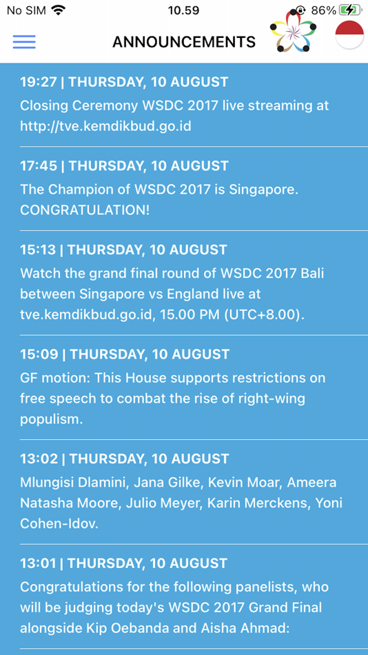 #2. WSDC 2017 Bali (iOS) 来自: DNARTWORKS KOMUNIKASI VISUAL, PT
