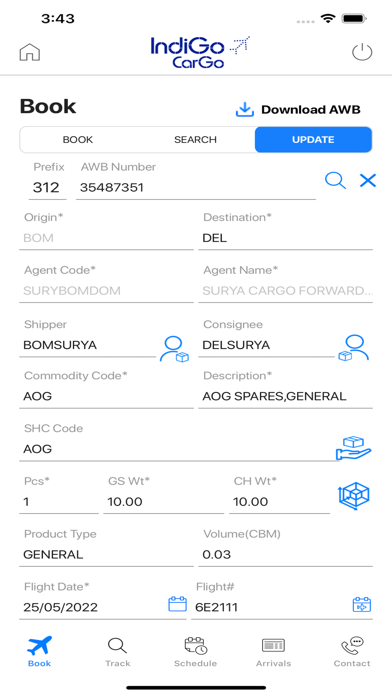 IndiGo – Cargo Shipper App Screenshot