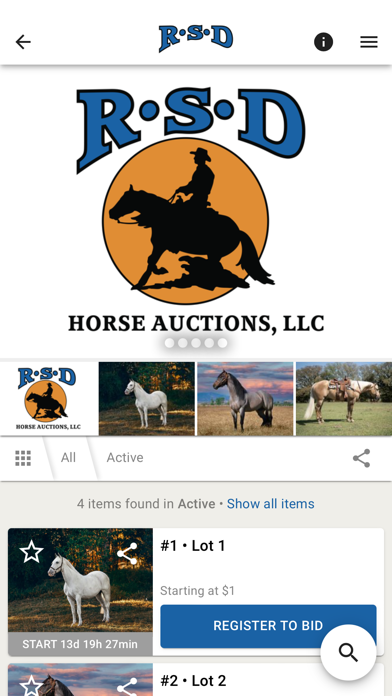 RSD Horse Auctions Screenshot