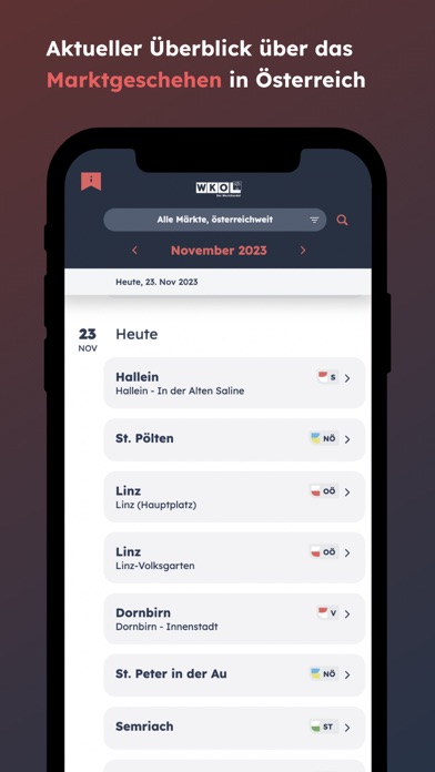 Märkteverzeichnis Österreich Screenshot