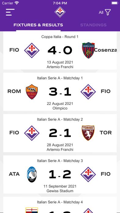 FIORENTINA OFFICIAL APP Screenshot