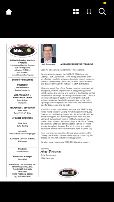 BBIA CONSUMER BOWLING CATALOG Screenshot