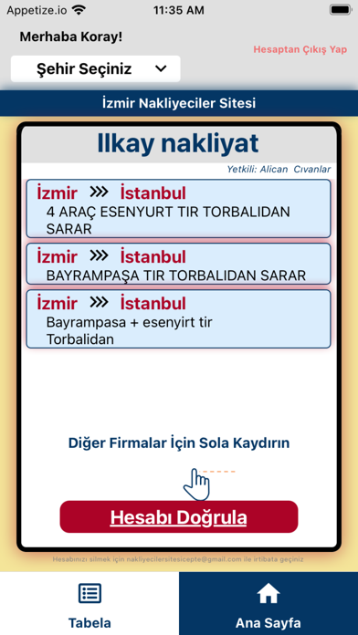 Nakliyeciler Sitesi Cepte Screenshot