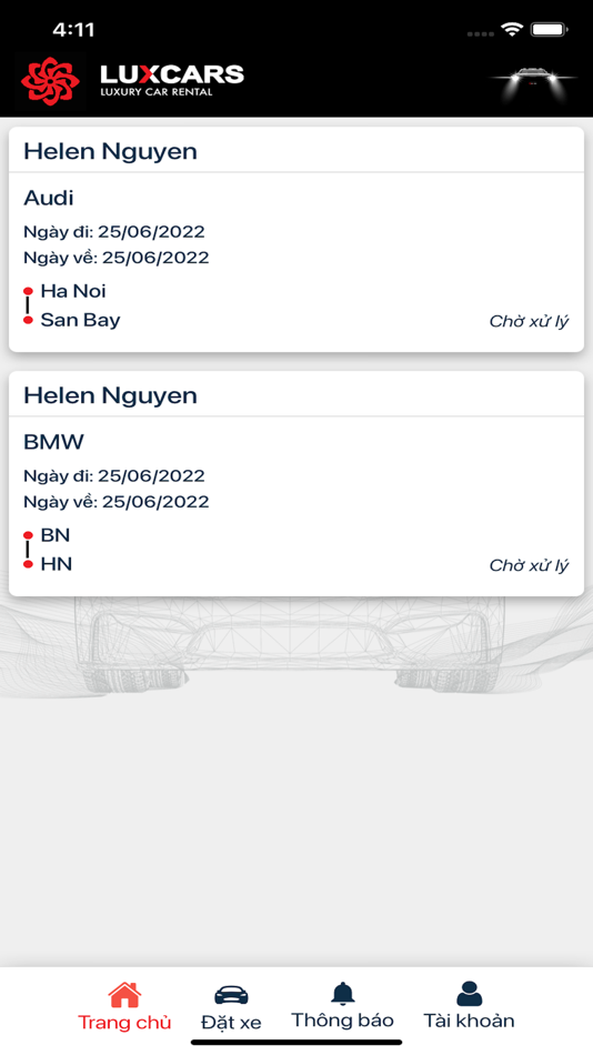 #2. Ứng dụng đặt xe - Luxcars (iOS) 由: Tran Thang