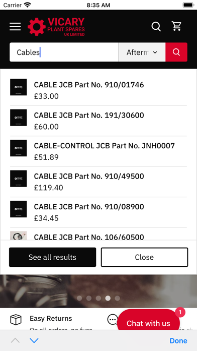 Vicary Plant Spares Screenshot