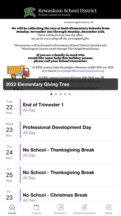 Kewaskum School District Screenshot