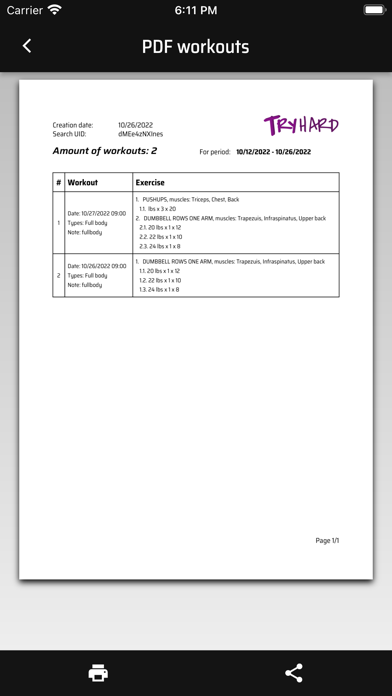 TRYHARD – Workout calendar Screenshot