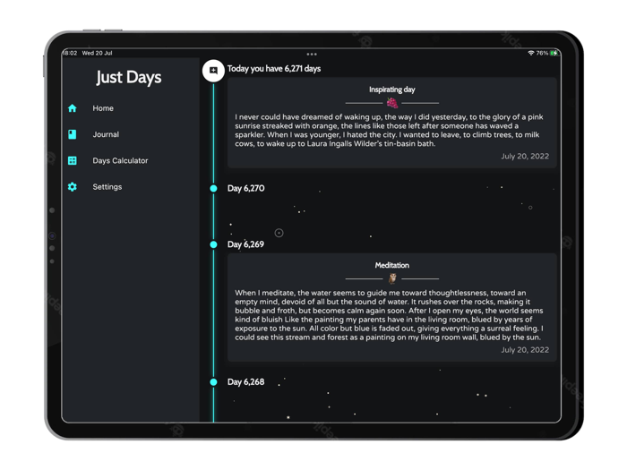 Just Days Day tracker and Diary