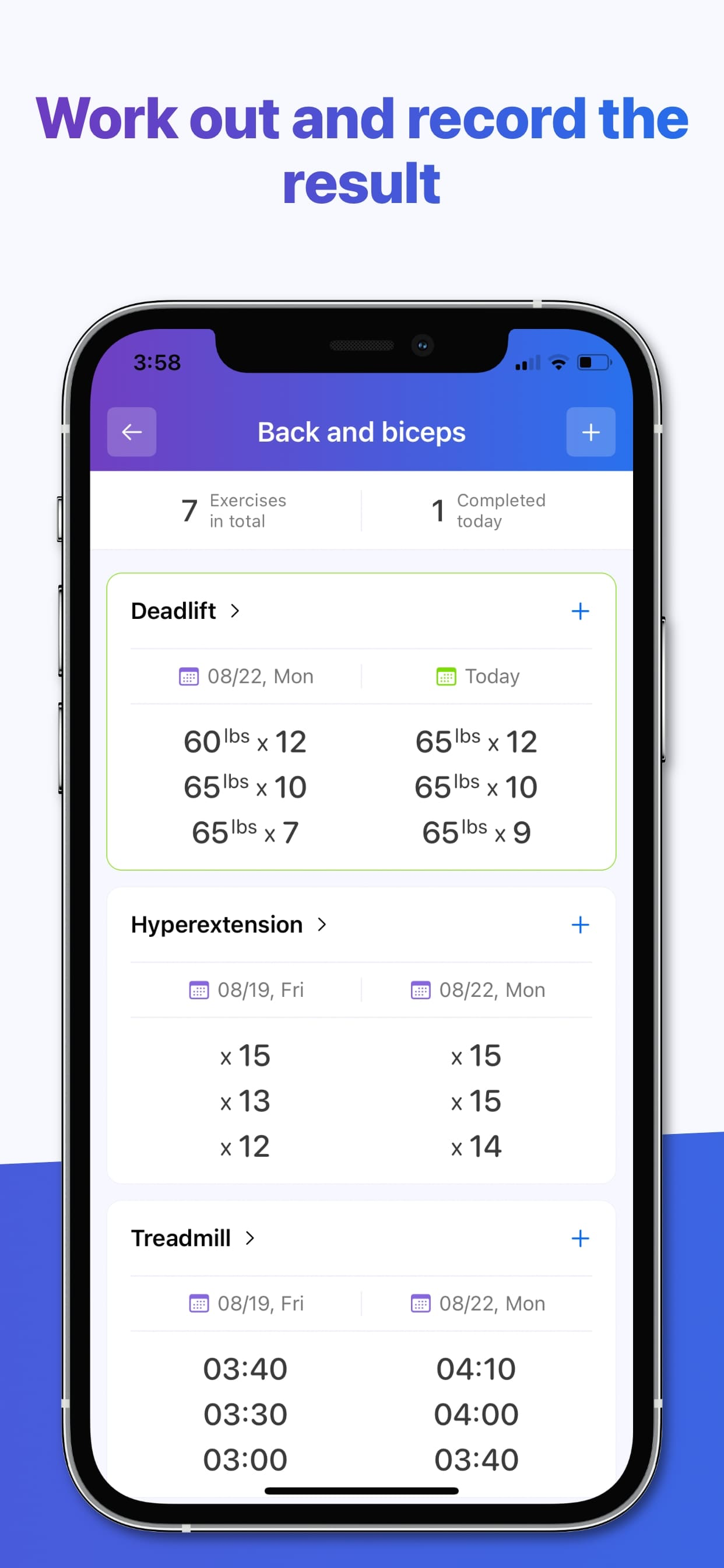 Workout log - ListFit