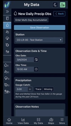 CoCoRaHS screenshot 2