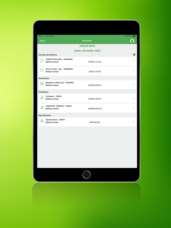 Mamoncito Personal iPad screenshot 2 - Finance app