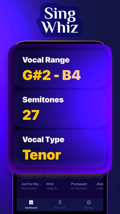 Sing Whiz - Vocal Range Test Screenshot