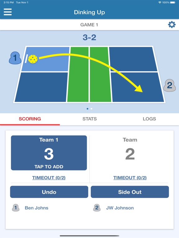 Dinking Up - Pickleball Scores iPad screenshot 1 - Utilities app