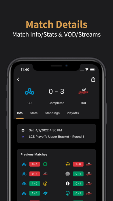 eScore - LoL Esports Scores Screenshot
