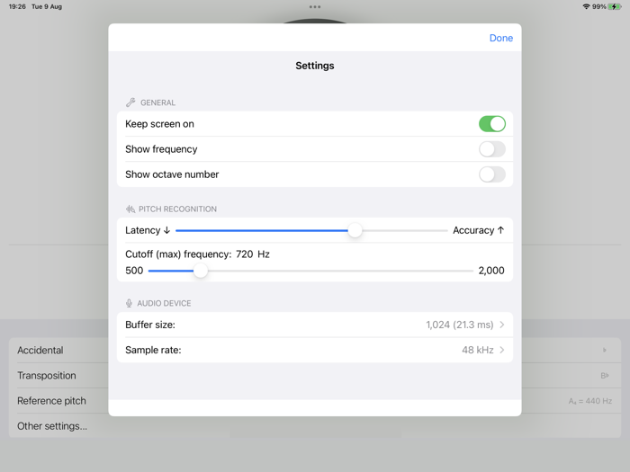 Transposable Chromatic Tuner