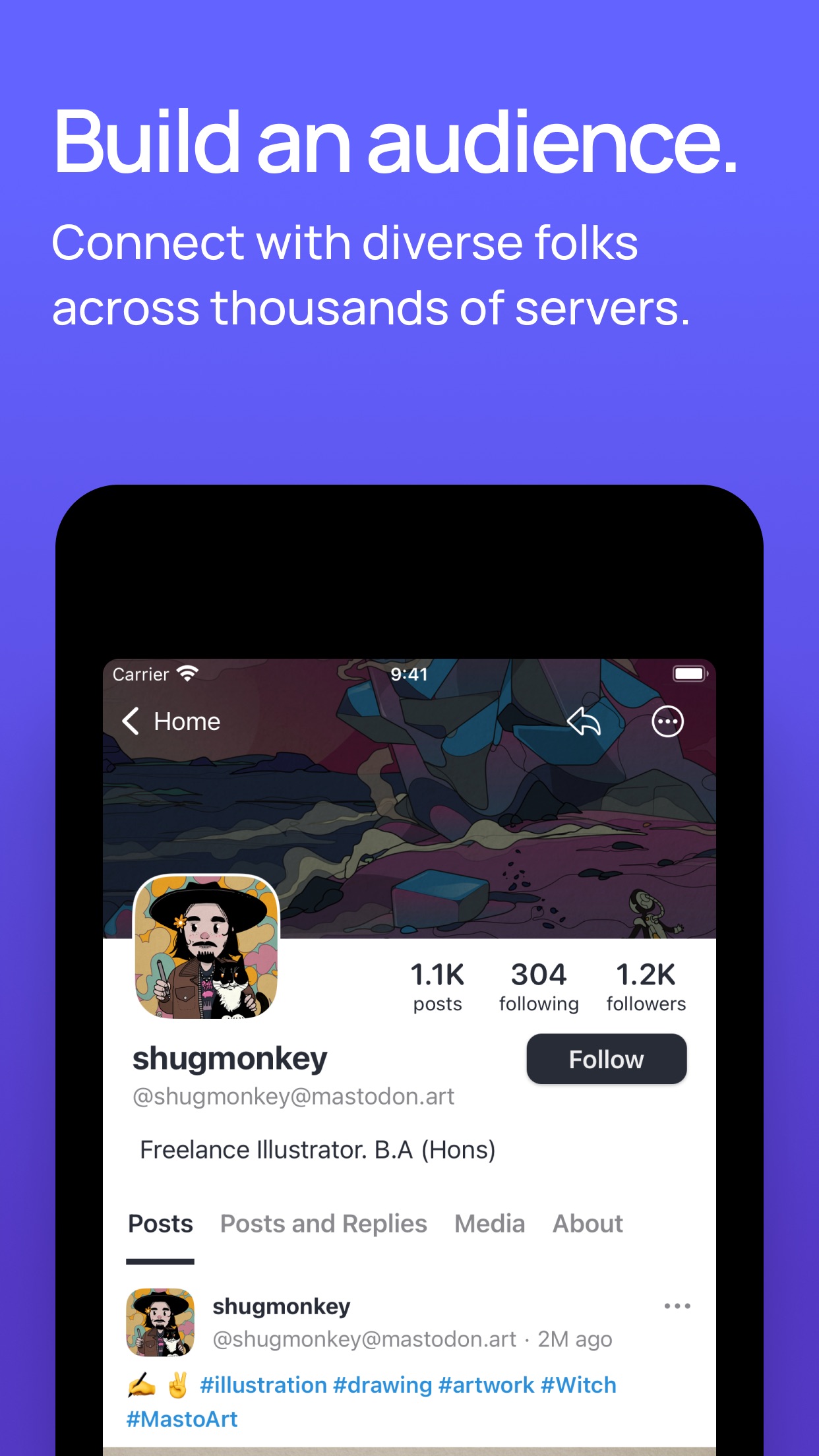 Screenshot do app Mastodon