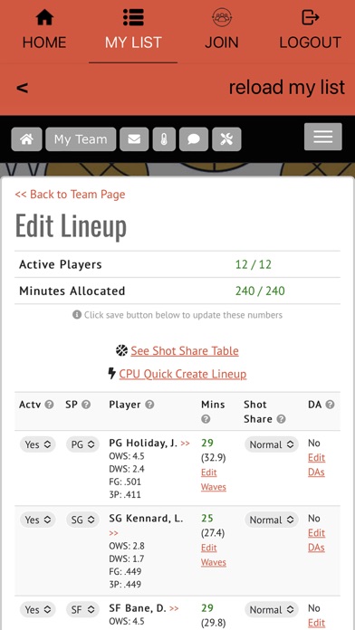 Basketball Sim Leagues Screenshot