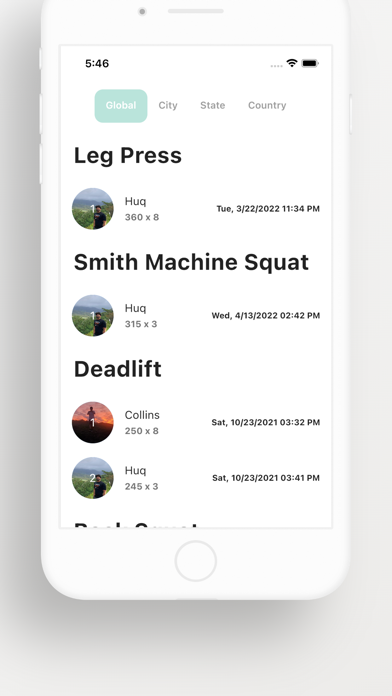 OutRank - Fitness Leaderboard Screenshot