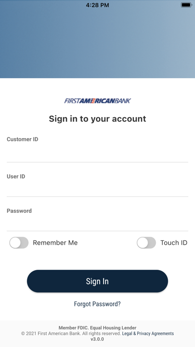 First American Bank eBusiness Screenshot