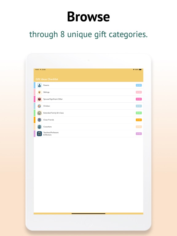Gift Ideas Checklist iPad screenshot