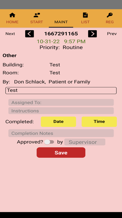 Hospital Maintenance Screenshot