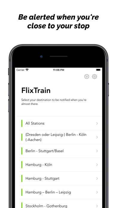 FlixTrain Destinations Screenshot