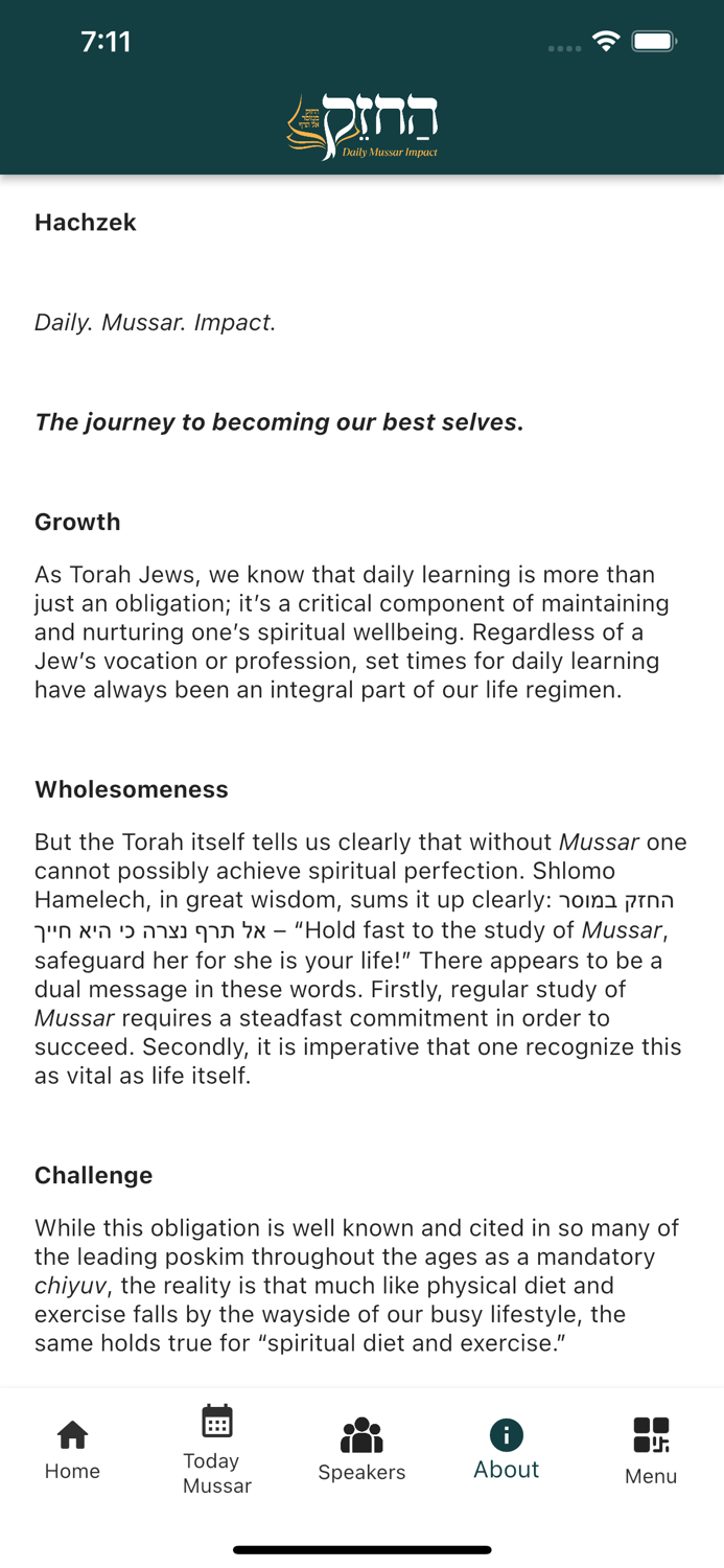 Hachzek-Daily Mussar Impact