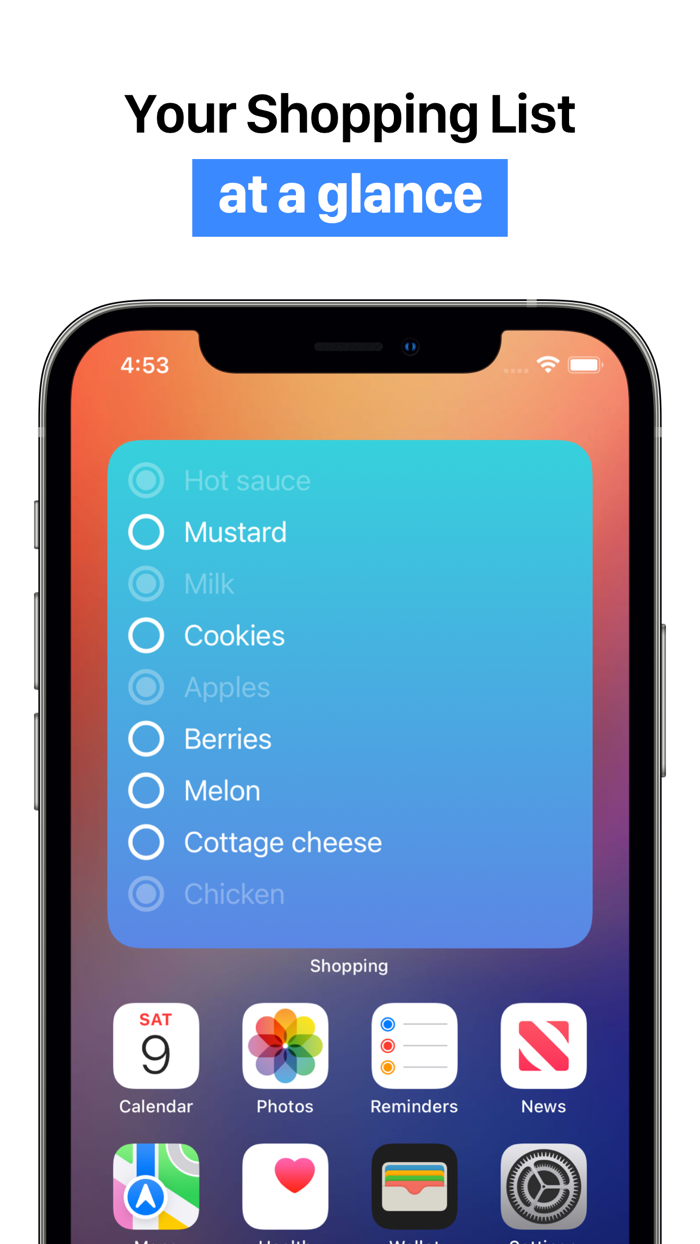 Shopping Widget  Noteit List