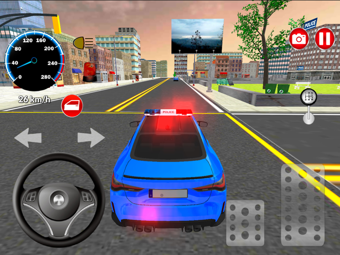 American Police Van Driving