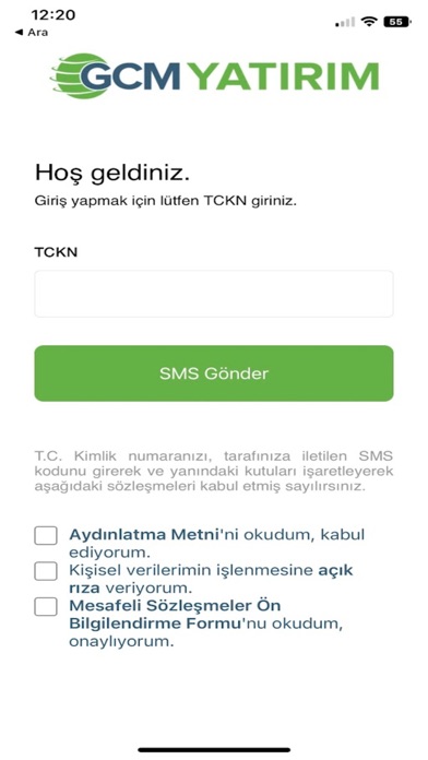 GCM Yatirim Kimlik Dogrulama Screenshot