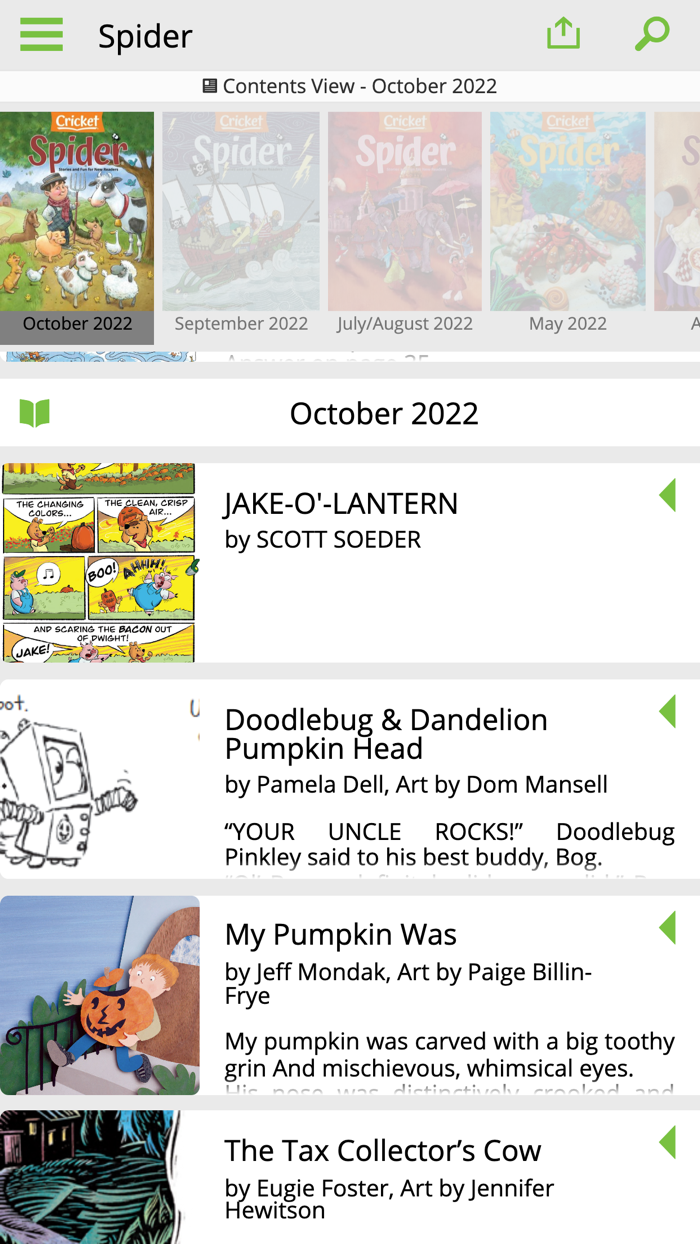 Spider Mag Stories and jokes