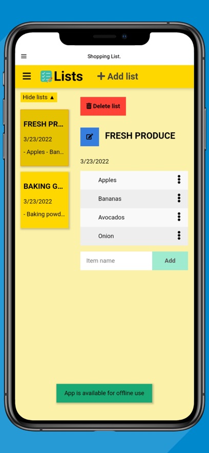 Grocery List App.