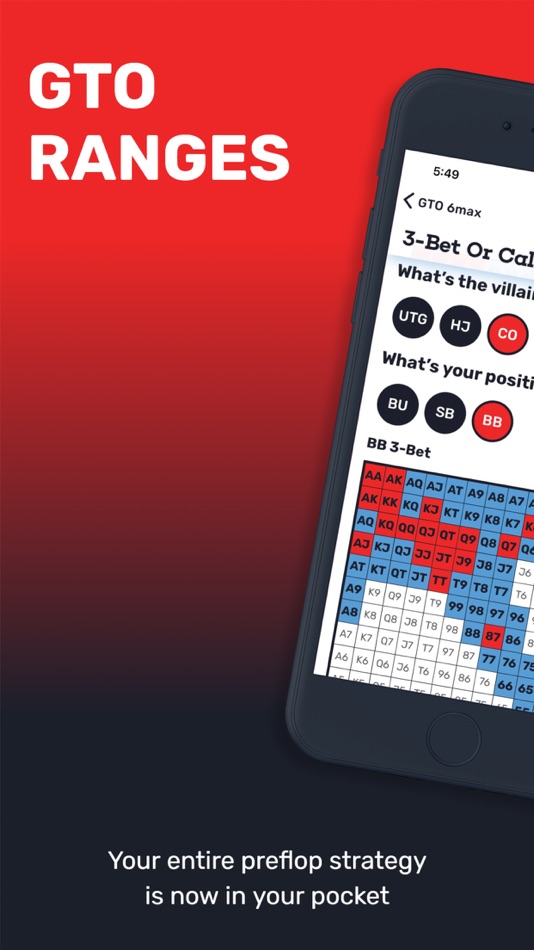 #1. GTO Poker Ranges By Red Chip (iOS) By: Red Chip Poker LLC