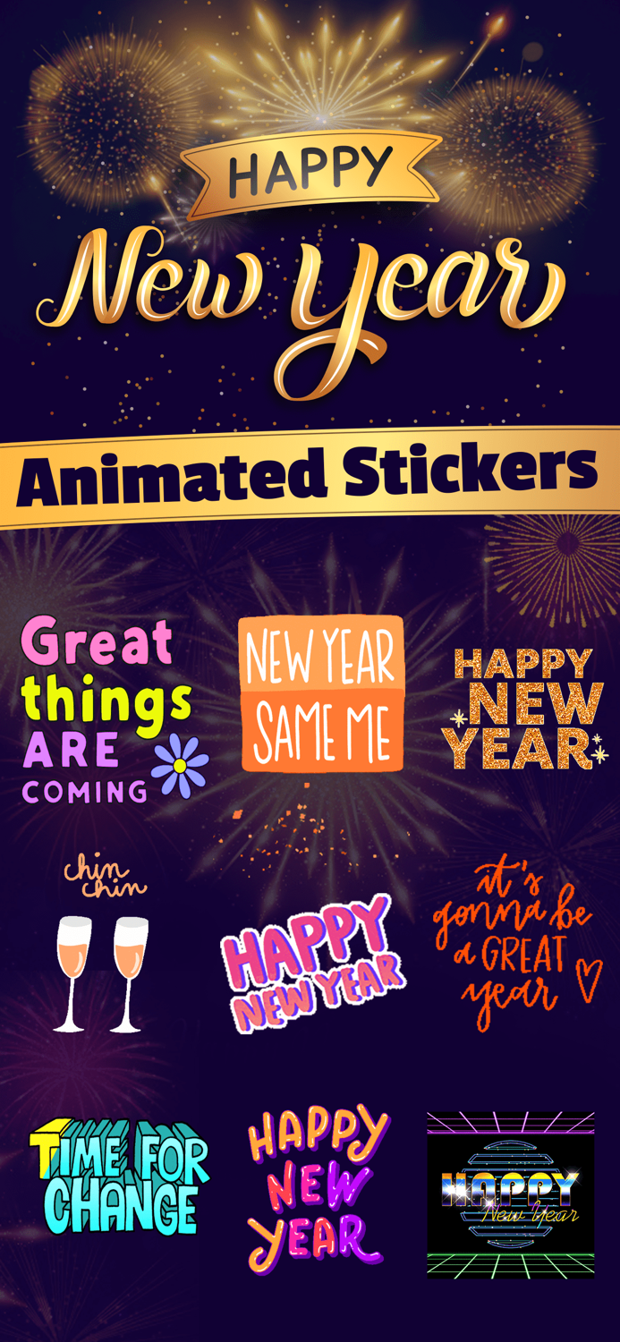 Happy New Year With Stickers