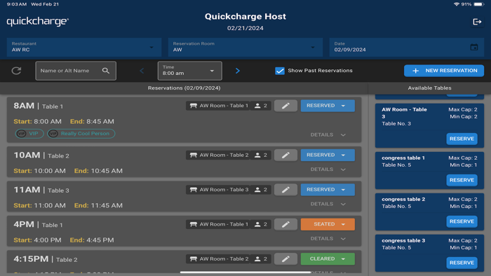 Quickcharge Reservations