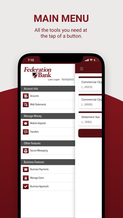 Federation Bank Business Screenshot