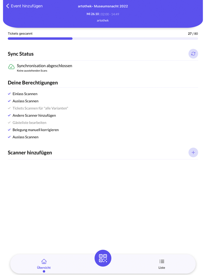 Rausgegangen Ticketscanner
