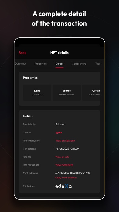 edeXa NFT Business Screenshot
