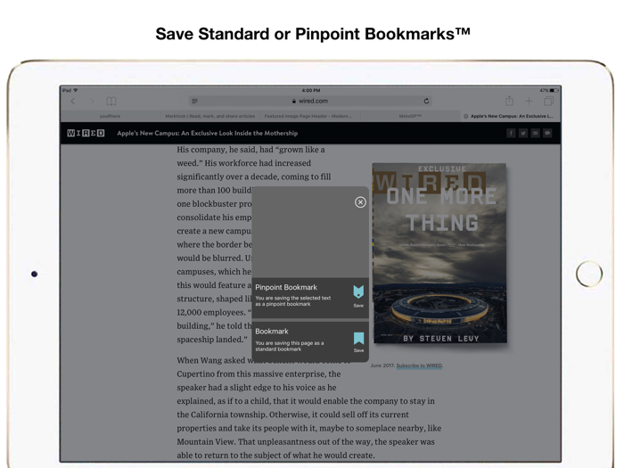 Pinpoint Bookmarking